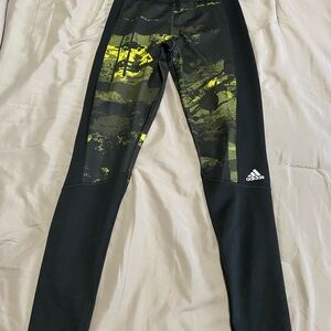 Adidas Black & Green Athletic Leggings
